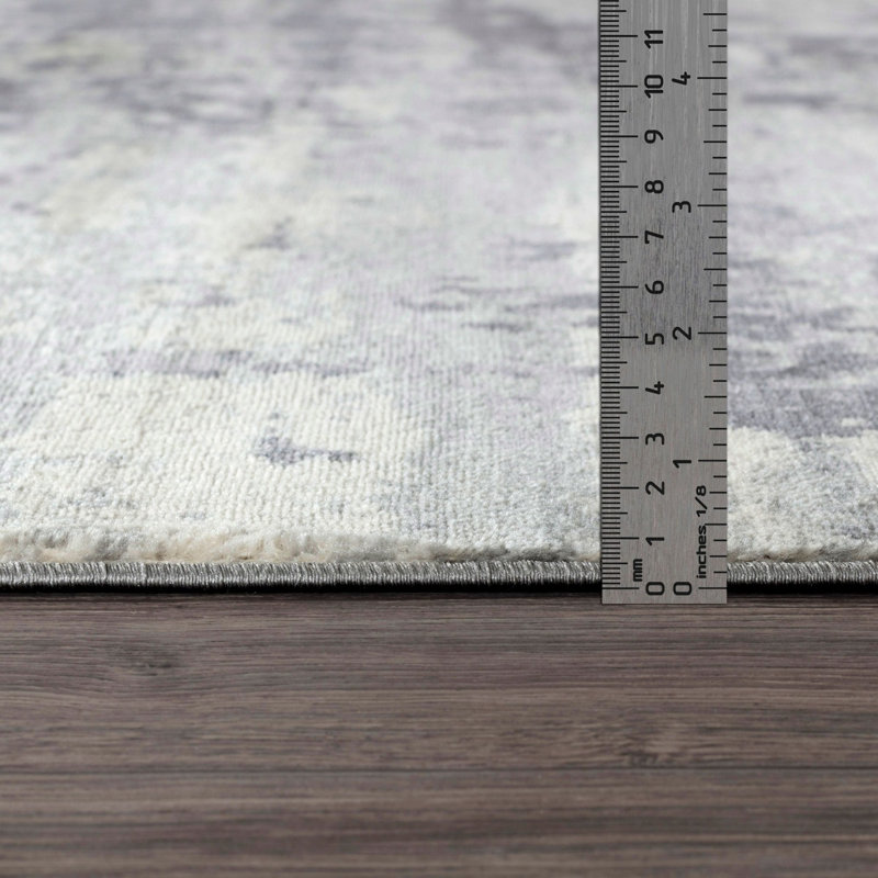Grey Modern Rug, Abstract Stain Resistant Easy to Clean Rug For Living Room, Dining Room, Bedroom, Rectangle 60 x 90 cm