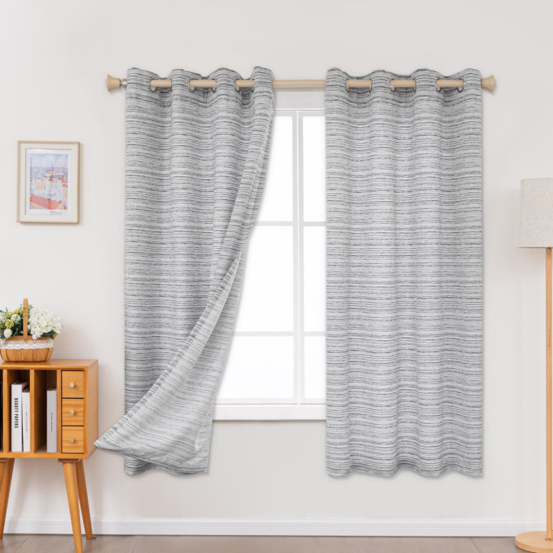 Ombre Gradient Striped Jacquard Light Filtering Curtain Pair, Yellow, 52" W x 72" L