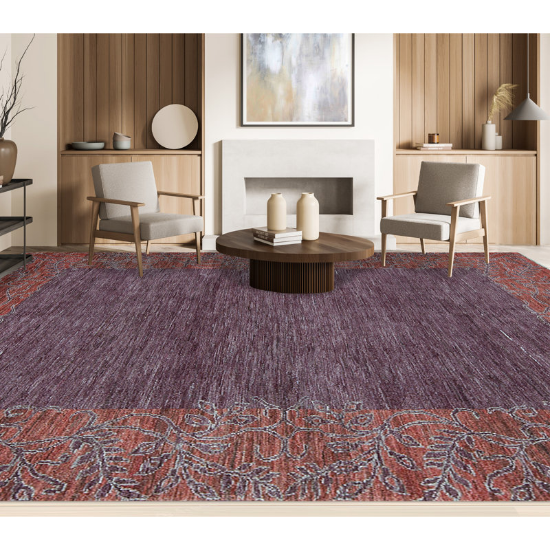 Hand-Knotted High-Quality Red and Gray Area Rug