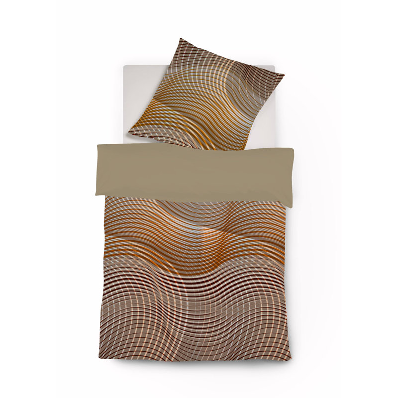Beige Sateen Reversible Duvet Cover Set, Single - 1 Pillowcase (80 x 80 cm)