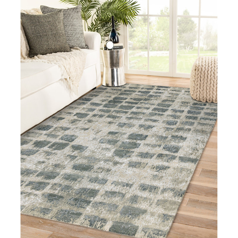 Tapis sable noué à la main à motif géométrique Synergy, Rectangle 8 pi x 10 pi