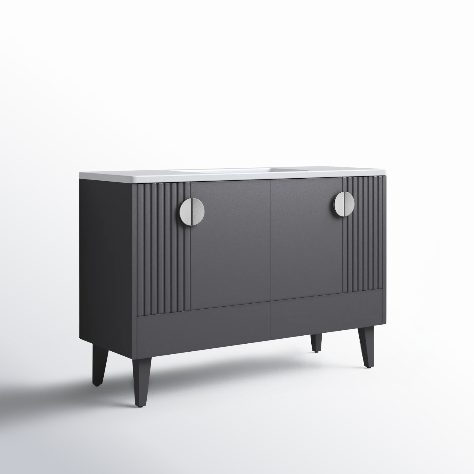 Saimah 48'' Single Bathroom Vanity, Rock Gray, Polished Chrome