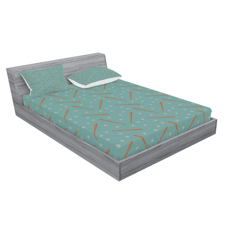 Microfiber Patterned Fitted Sheet, Queen Fitted Sheet with 2 Pillowcases