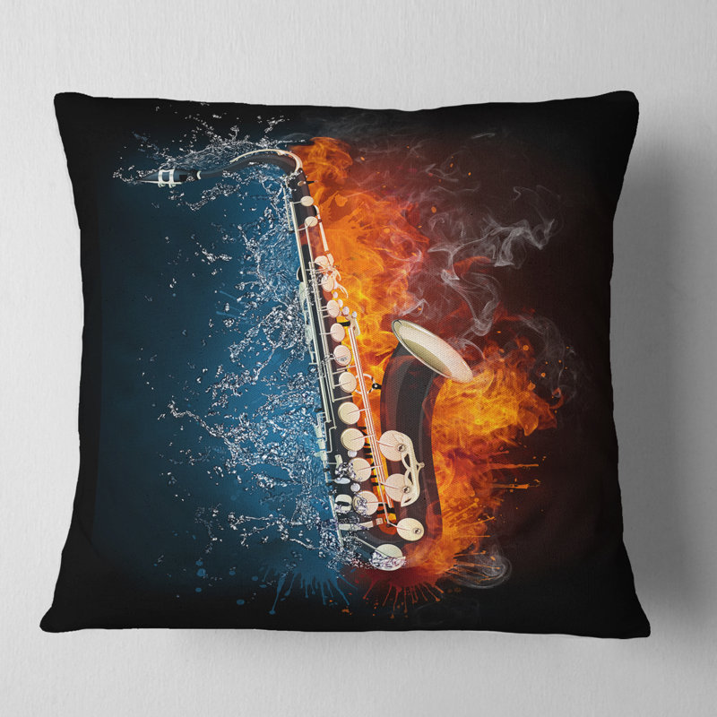 Coussin Saxophone, 18 po x 18 po, Carré