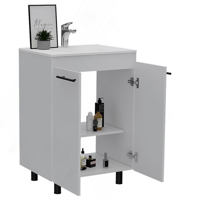 Armoire de meuble-lavabo autoportante 60 "avec division Selma, Blanc