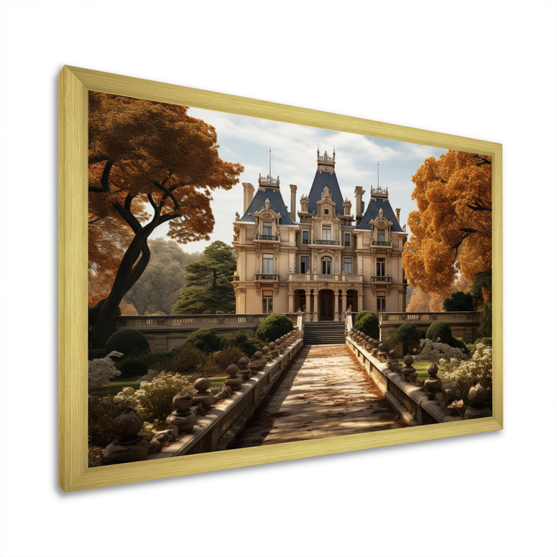 Masiah France Chateau Charisma - impression, H 24 po x l 32 po x P 1 po, Cadre doré simple