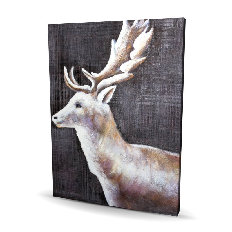 Deer Profile View in the Dark - Toile brune, décoration intérieure