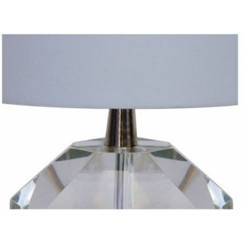 Lampe de table 1 lumière Mcvey avec base en cristal et abat-jour blanc Mcvey