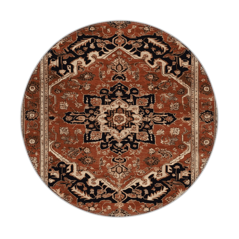 Tapis turc intérieur et extérieur brun, Rond 5 pi