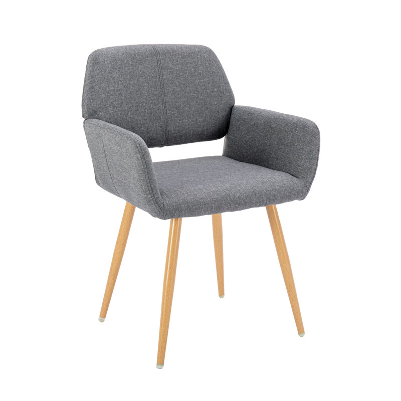 Upholstered Armchair, Gray Polyester Blend