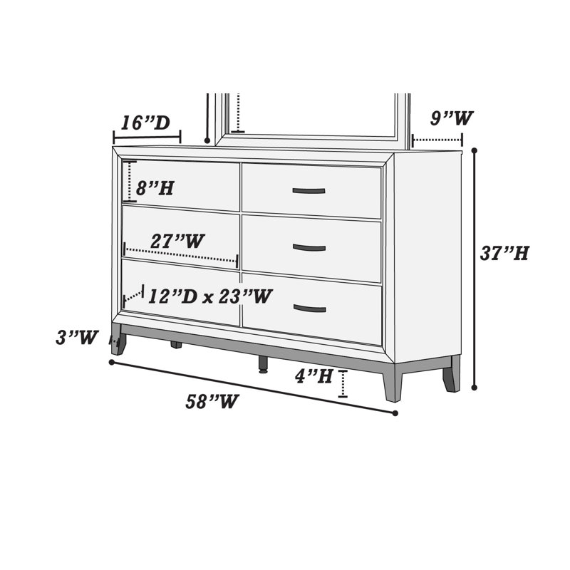 Commode double 6 tiroirs Braylea