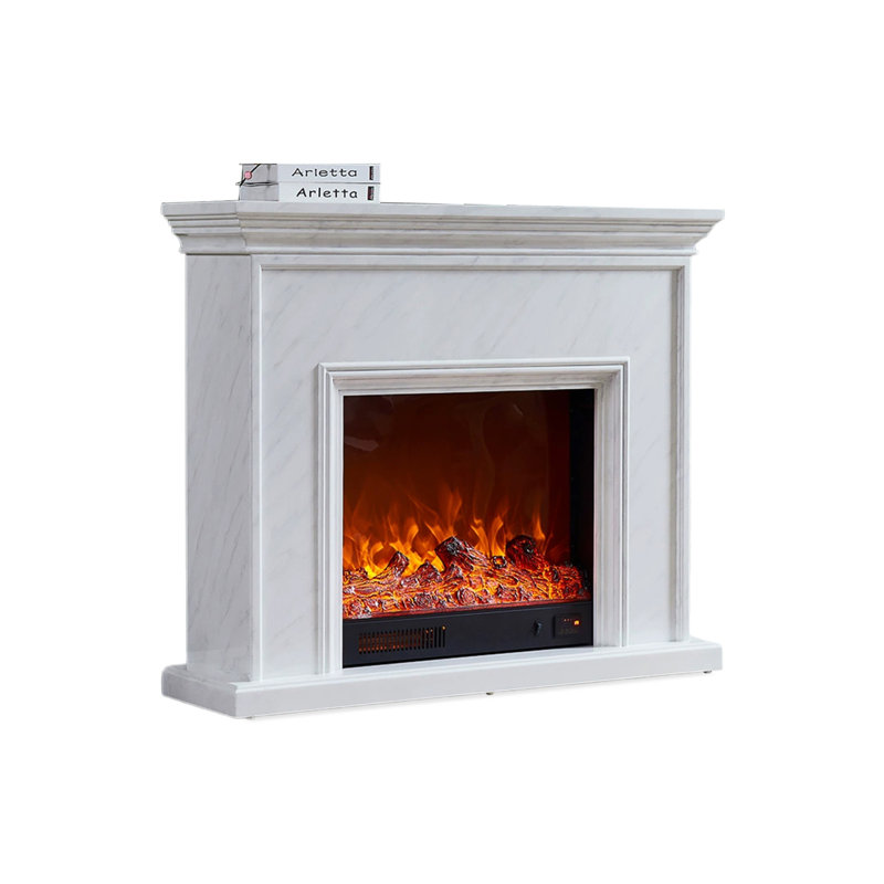 White Solid Wood Electric Fireplace, 40.16" H x 47.24" W x 17.99" D, White