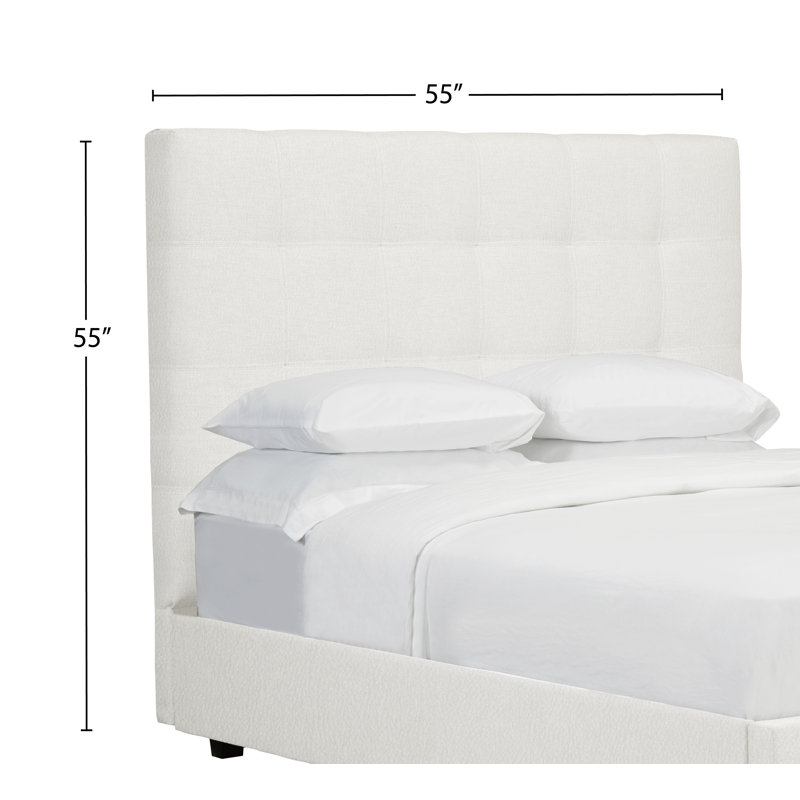 Tête de lit à panneau rembourré Haskins, Double, Cuir - Blanc