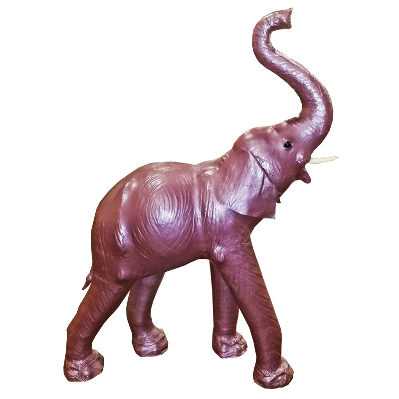 Éléphant en cuir Hillenbrand, H 12 po x l 12 po x P 4 po, Prune, Papier mâché