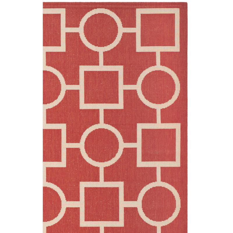 Arneshia Geometric Red/Bone Area Rug, Rectangle 2'7" x 5'