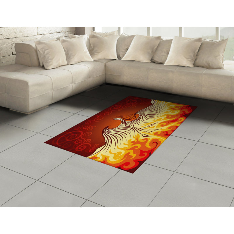 Orange High Density Long Fiber Poly Threads Decorative Area Rug Carpet, Rectangle 4' x 5'8"