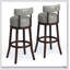 Ensemble de 2 tabourets de bar Sherly avec pivot de 30 pouces, bois de chêne foncé et similicuir gris foncé pour la salle à manger