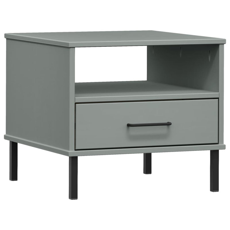 Kirina 50 cm W Solid Wood Bedside Table, Grey