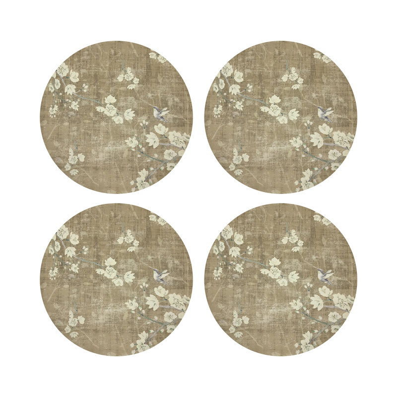 Blossom Fantasia Pebble 16" Vinyl Placemat, Gold
