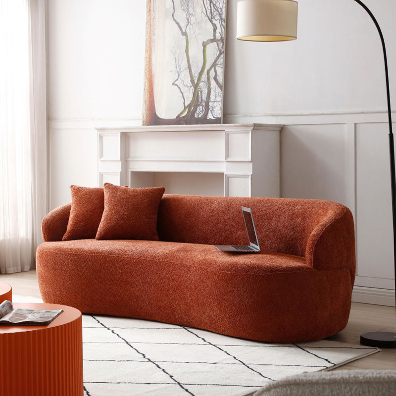 Canapé incurvé moderne 86,6 po Mid Century, Orange