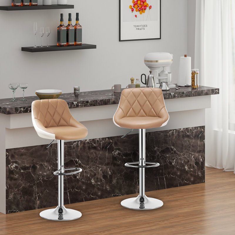 Dequay Swivel Bar Stool, Khaki/White
