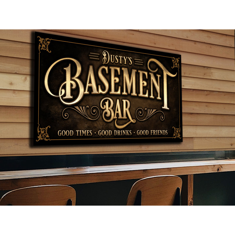Signe de bar Basemenat personnalisé sur métal, H 15 po x l 30 po x P 0,04 po, Oui