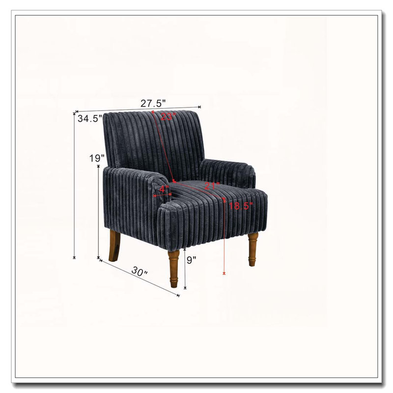 Modern Accent Corduroy Chair, Gris foncé