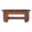 Table basse ovale cannelée de style moderne du milieu du siècle avec tiroirs de rangement, plateau en verre trempé, table basse en bois à 2 niveaux