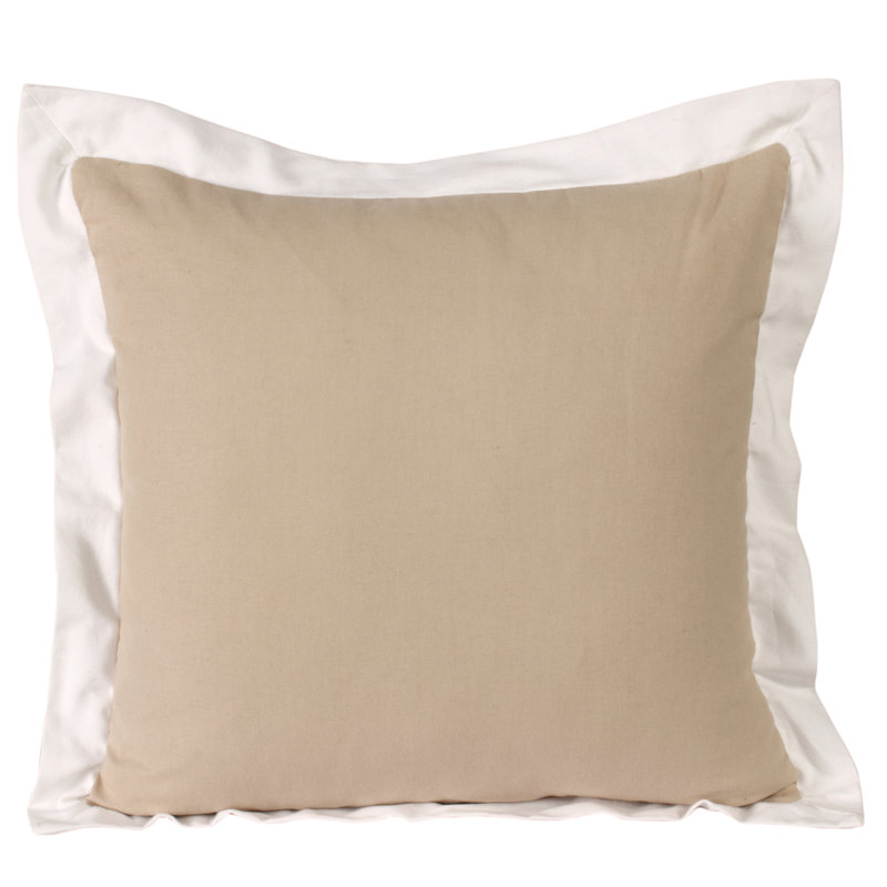 Housse de coussin à fermeture à glissière géométrique 100% coton 20 po x 20 po, Brun clair/blanc