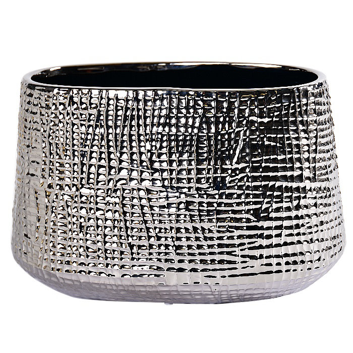Vase de table en céramique Raphaela, Argent, 7" H x 9" W x 4" D