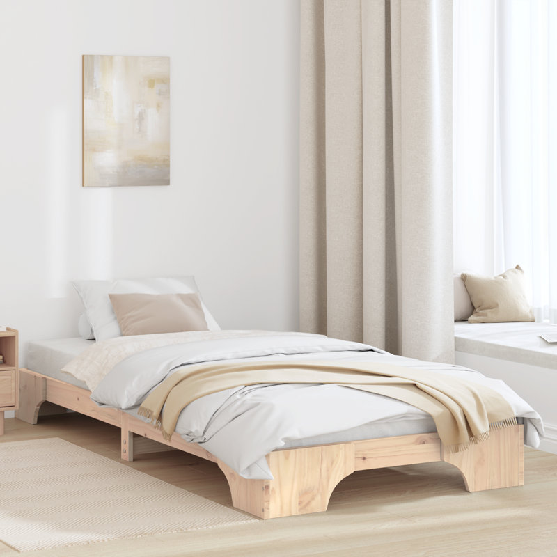 Bed Frame Solid Pine Wood, Single (3'), Natural