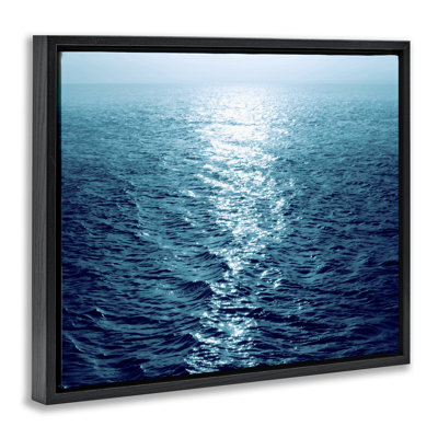 Sun Reflected Ocean Ripples Gold Framed Floater Canvas Wall Art by Maggie Olsen