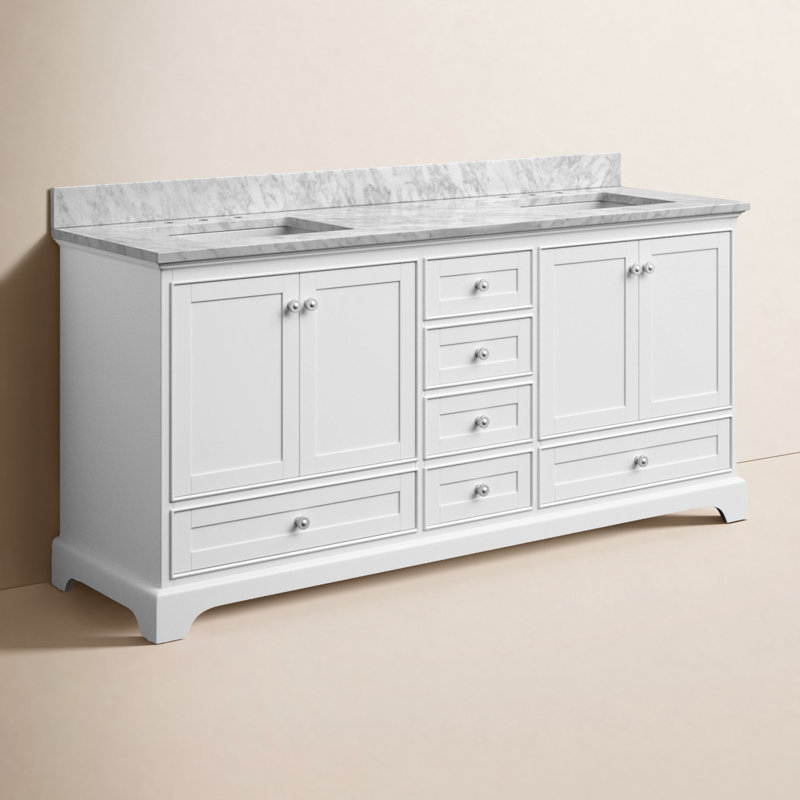 Audrey 72'' W Double Vanity, White| Brushed Nickel