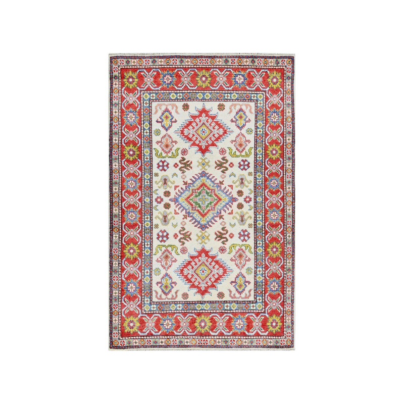 Tapis oriental rectangulaire en laine noué à la main 3 pi 2 po x 5 pi 3 po MOA102415