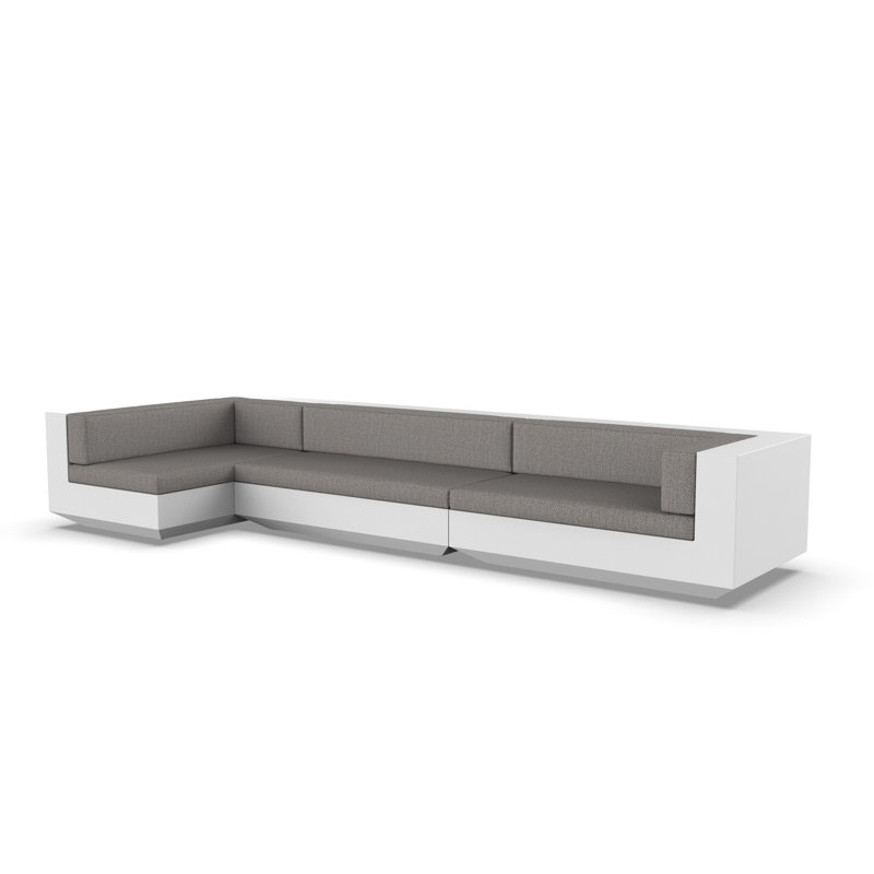 Canapé modulaire d'extérieur avec coussins Vela, Noir, Taupe nautique