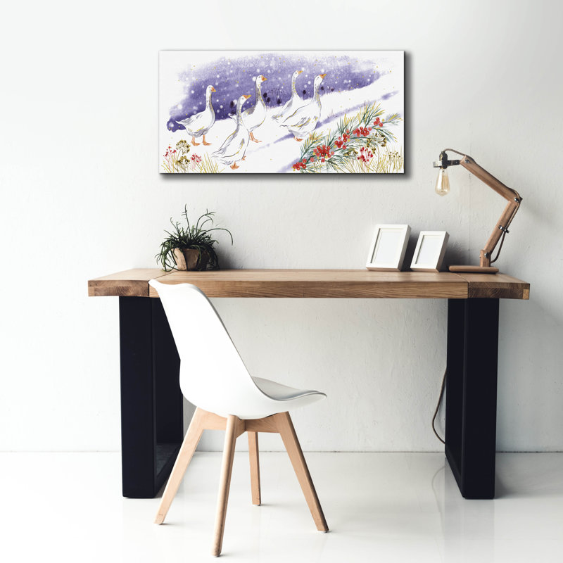  «Snowy Geese» par Elle Media Group, art mural sur toile, H 20 po x l 40 po