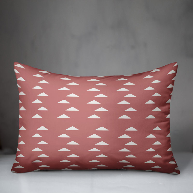 Housse de coussin rectangulaire d'extérieur et insert Triangle Patterns 19, Rose