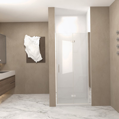 Shower Door, Tempered Glass Shower Door With Aluminum Frame, Explosion Proof Film