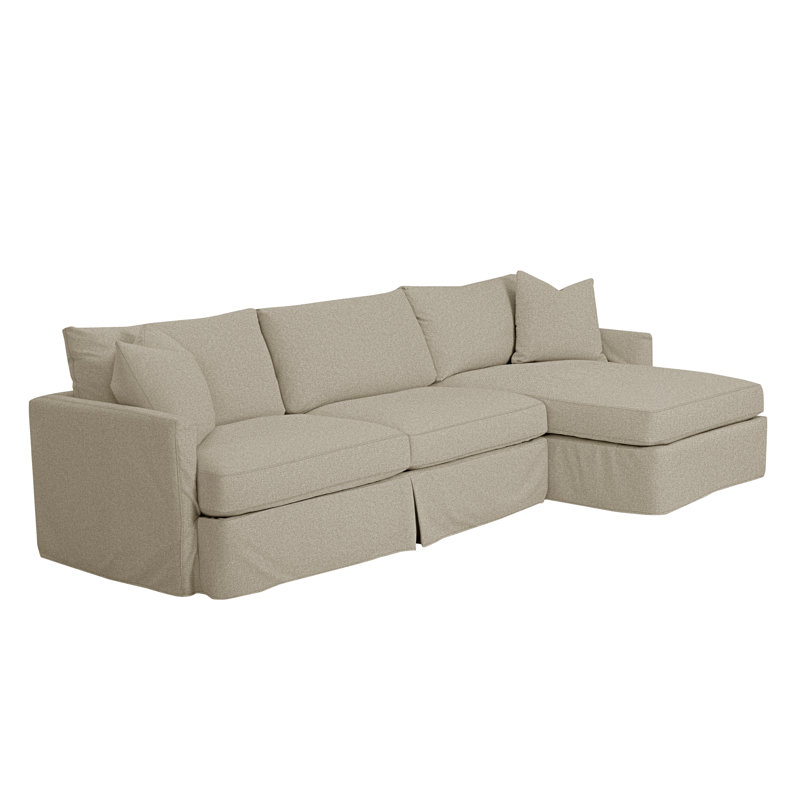 Canapé et méridienne de 307 cm de largeur avec coussins en coton et duvet Hartig, Orienté vers la droite