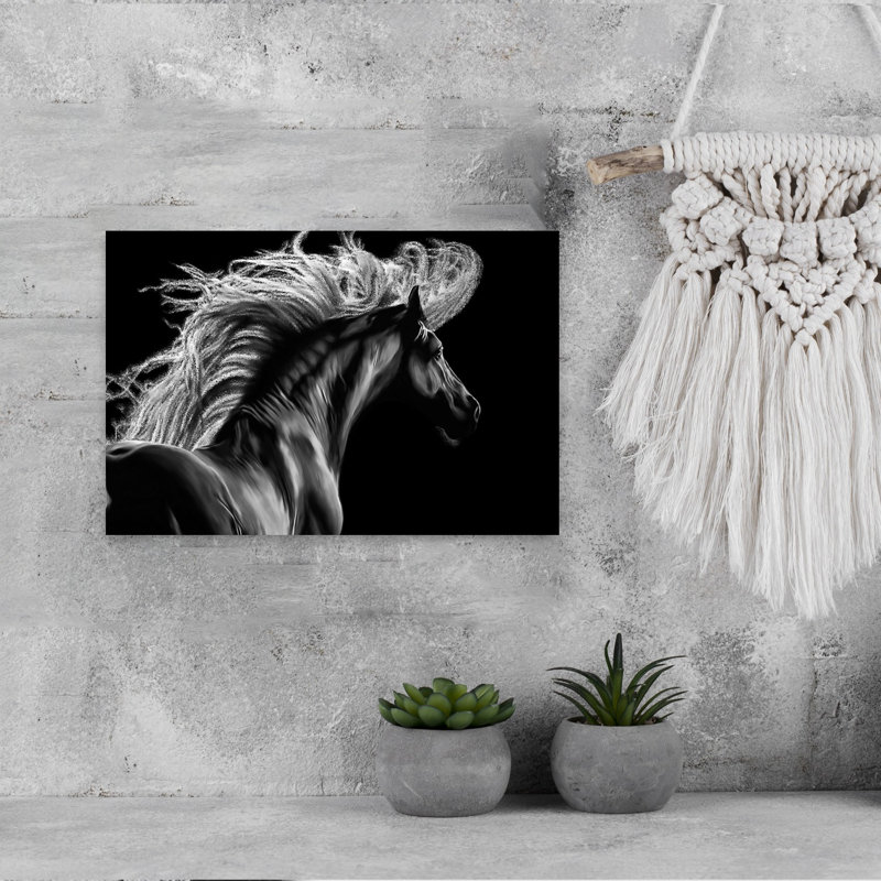 Cheval blanc spirituel contemporain, reproduction d'art, 12" H x 18" W
