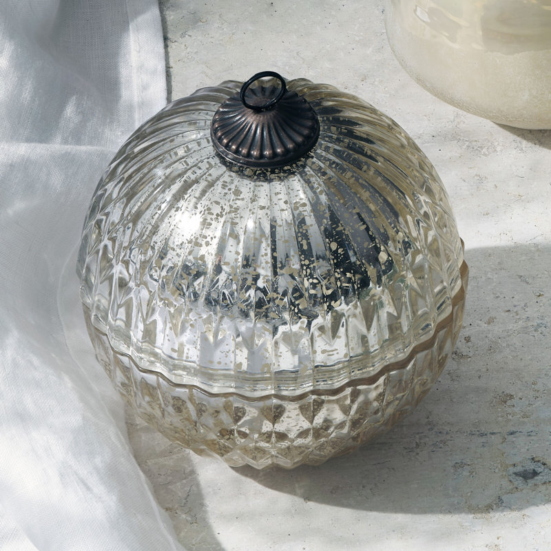 Balsam & Cedar Scented Silver Mercury Glass Candle