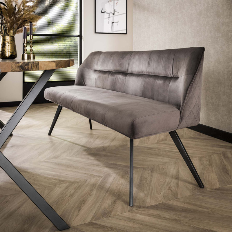 Ridgeland Velvet Upholstered Bench, Anthracite