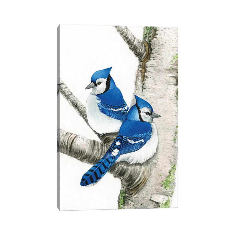 Blue Jays In Birch Tree by Tracy Lizotte - Painting on Canvas, Wrapped Canvas, 101.6cm H x 66.04cm W x 3.81cm D