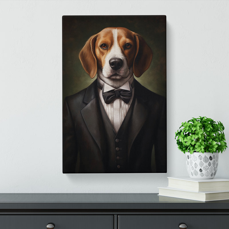 Beagle in a Suit Painting No.4 - Wrapped Canvas, 60cm H x 40cm W x 3cm D