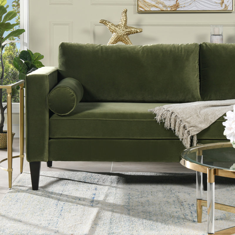 Peoria Upholstered 84'' Sofa, Olive Green Velvet