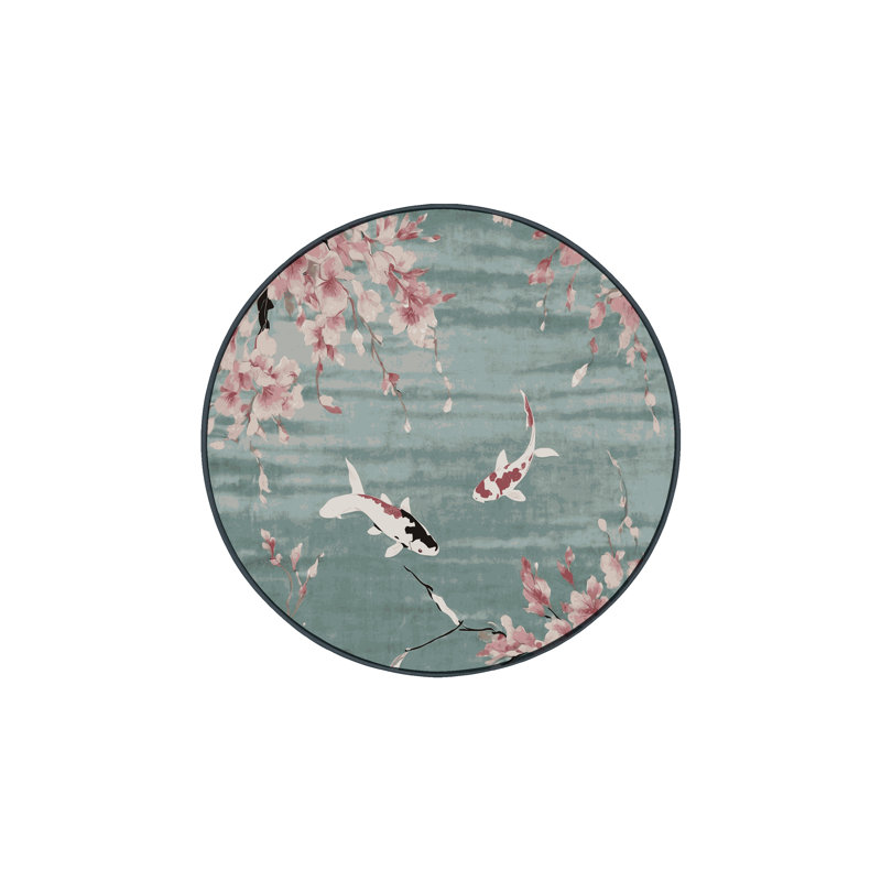 Machine Washable Gray Area Rug, Round 6'