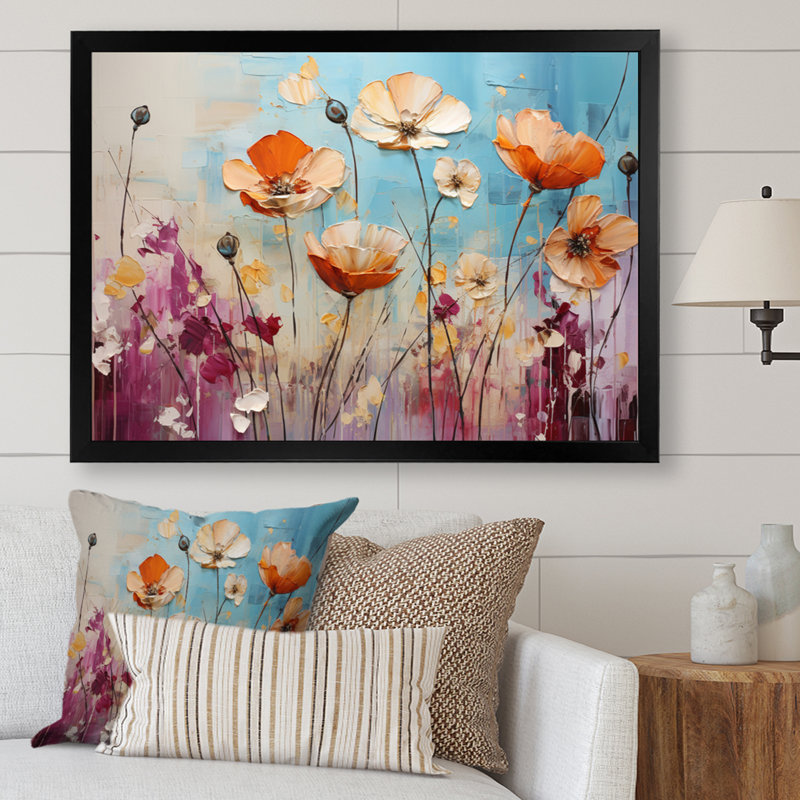 «Meadow Whispers Collage II», reproduction sur toile, H 34 po x l 44 po x P 1,5 po, Cadre photo noir