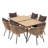  7-Piece Outdoor Dining Set With 6 Rattan Chairs, All-Weather Patio Table & Chairs For Backyard, Garden, Poolside-1922691515