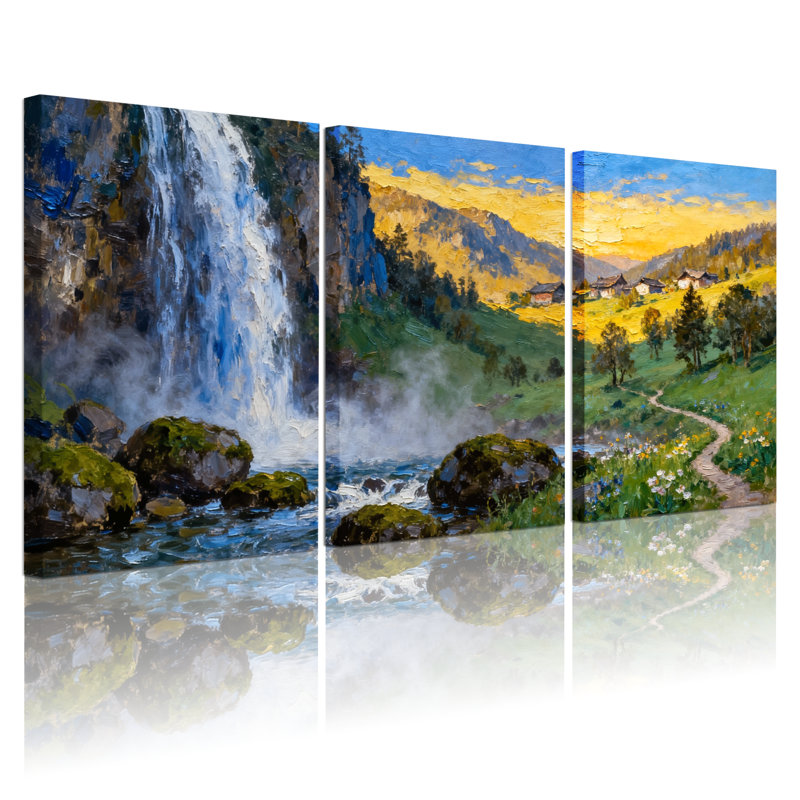 Ensemble de 3 impressions d'art sur toile, paysages de montagne, H 18 po x l 36 po