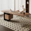 Bureau brun / noir + demi-cercle en bois massif + acier + acrylique avec 2 tiroirs-792688246-792688235